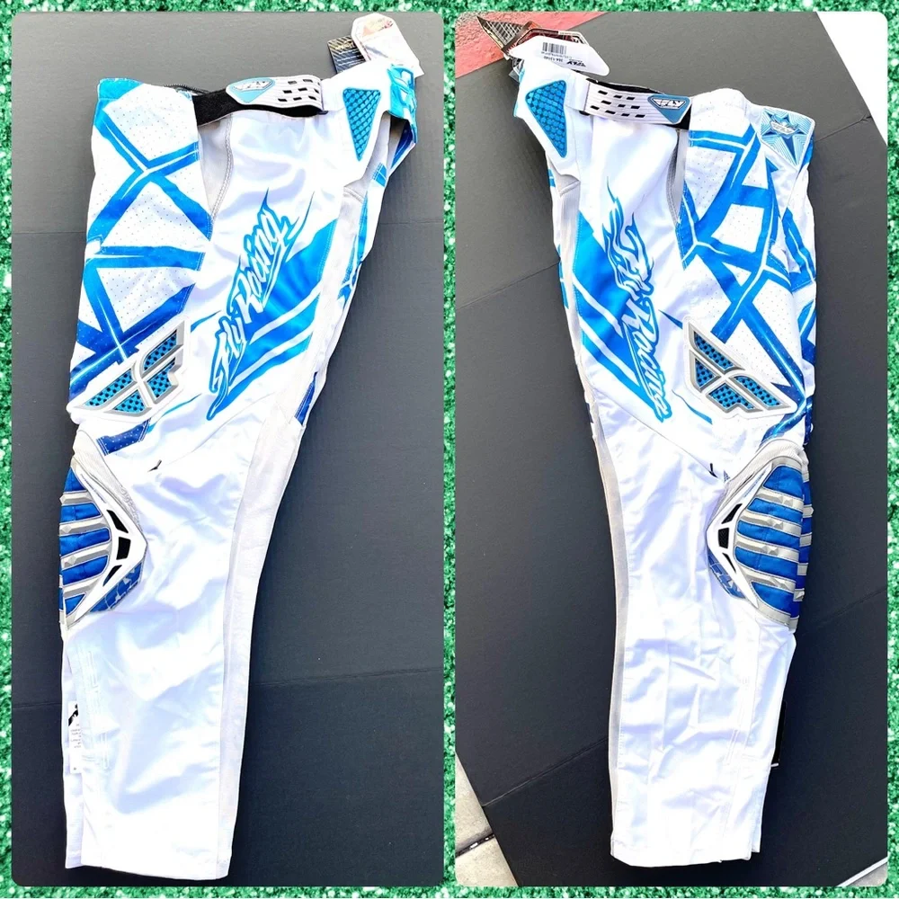 New FLY RACING White Blue Motocross Pants Motor Sports Gear Adults Size 28S